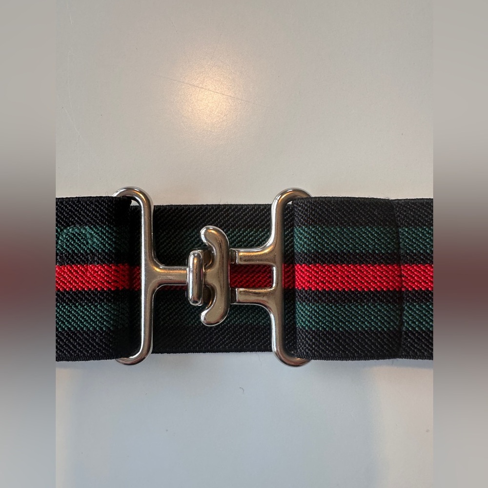 Ruespari Equestrian belt. Beautiful red and green with silver buckle